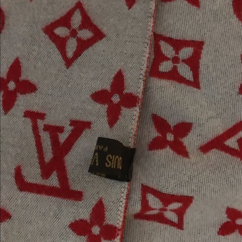 Red Supreme Louis Vuitton scarf